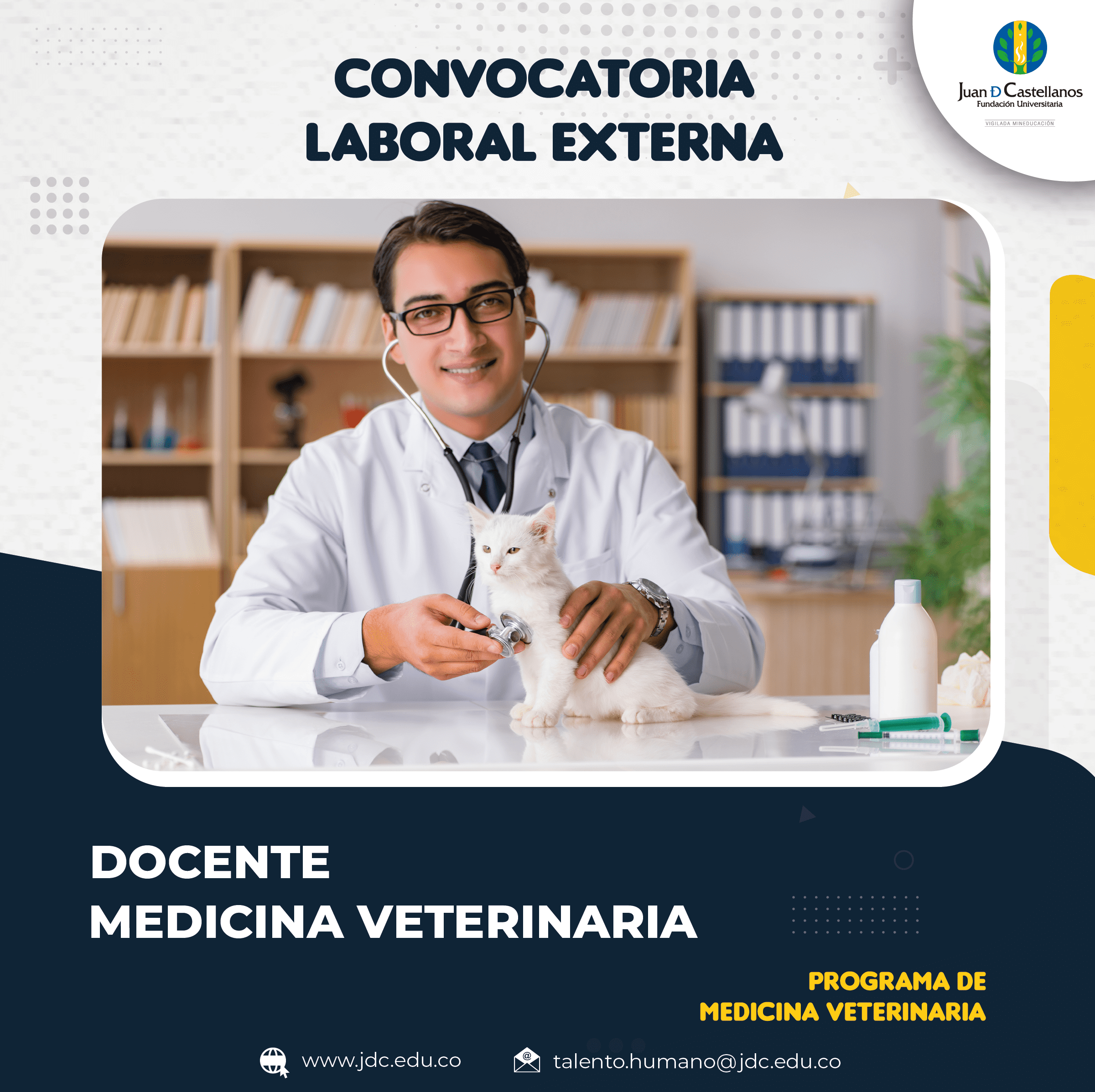 Docente (Área medicina veterinaria), tres cuartos de tiempo (convocatoria laboral externa)