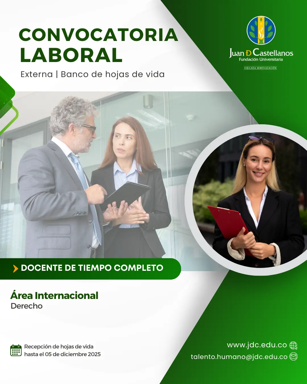 Docente (Tiempo completo) –Área Internacional (Convocatoria externa - Banco de hojas de vida)