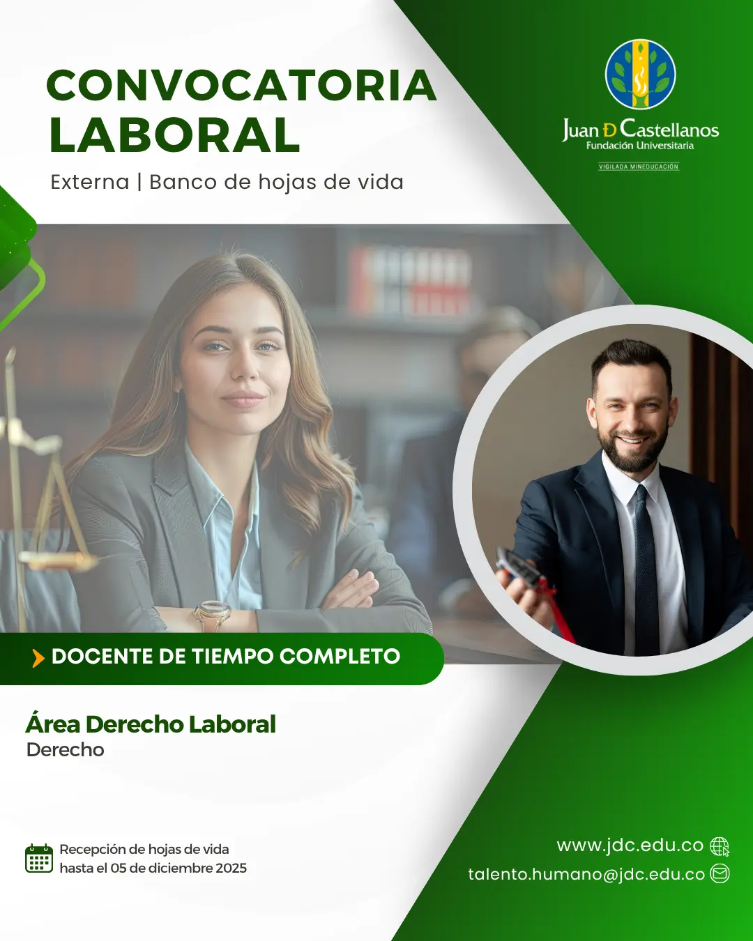 Docente (Tiempo completo) –Área Derecho Laboral (Convocatoria externa - Banco de hojas de vida)