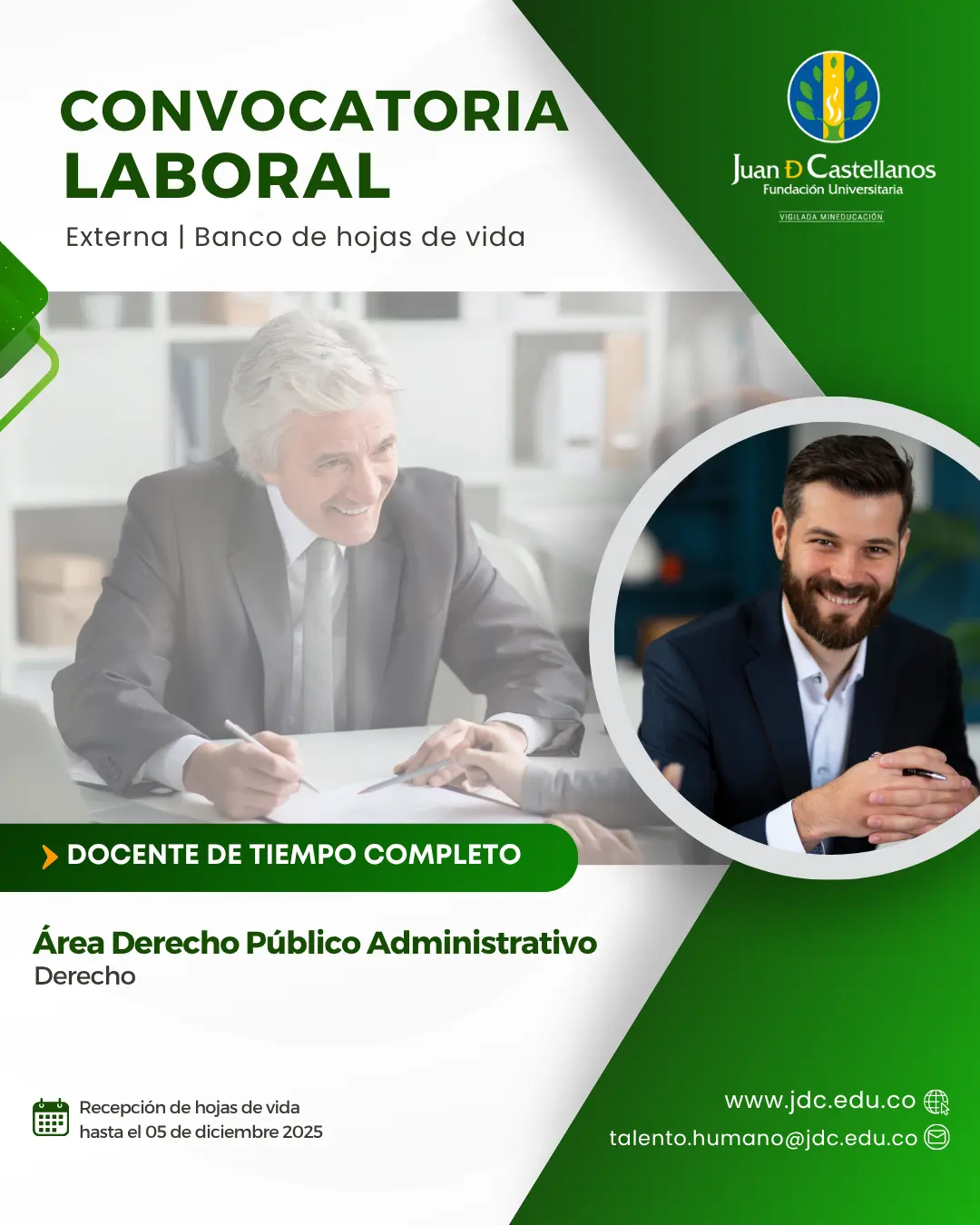 Docente (Tiempo completo) –Área Derecho Público Administrativo (Convocatoria externa - Banco de hojas de vida)