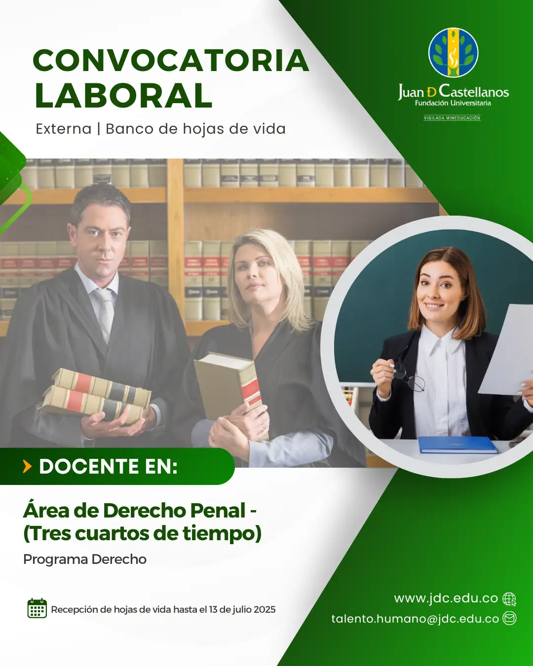 Docente (Área de Derecho Penal) - Tres cuartos de tiempo