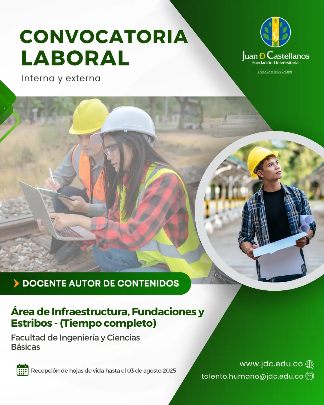 Docente (Autor de contenidos) –Área de Infraestructura, Fundaciones y Estribos (Convocatorias interna y Externa)