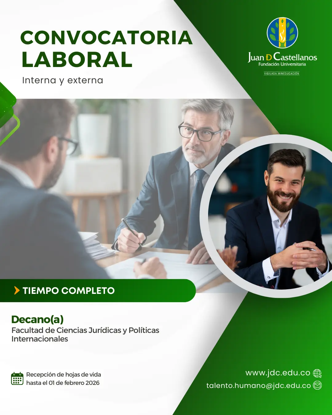 Decano(a) Facultad de Ciencias Jurídicas y Políticas Internacionales (Tiempo completo) – Convocatoria interna y externa