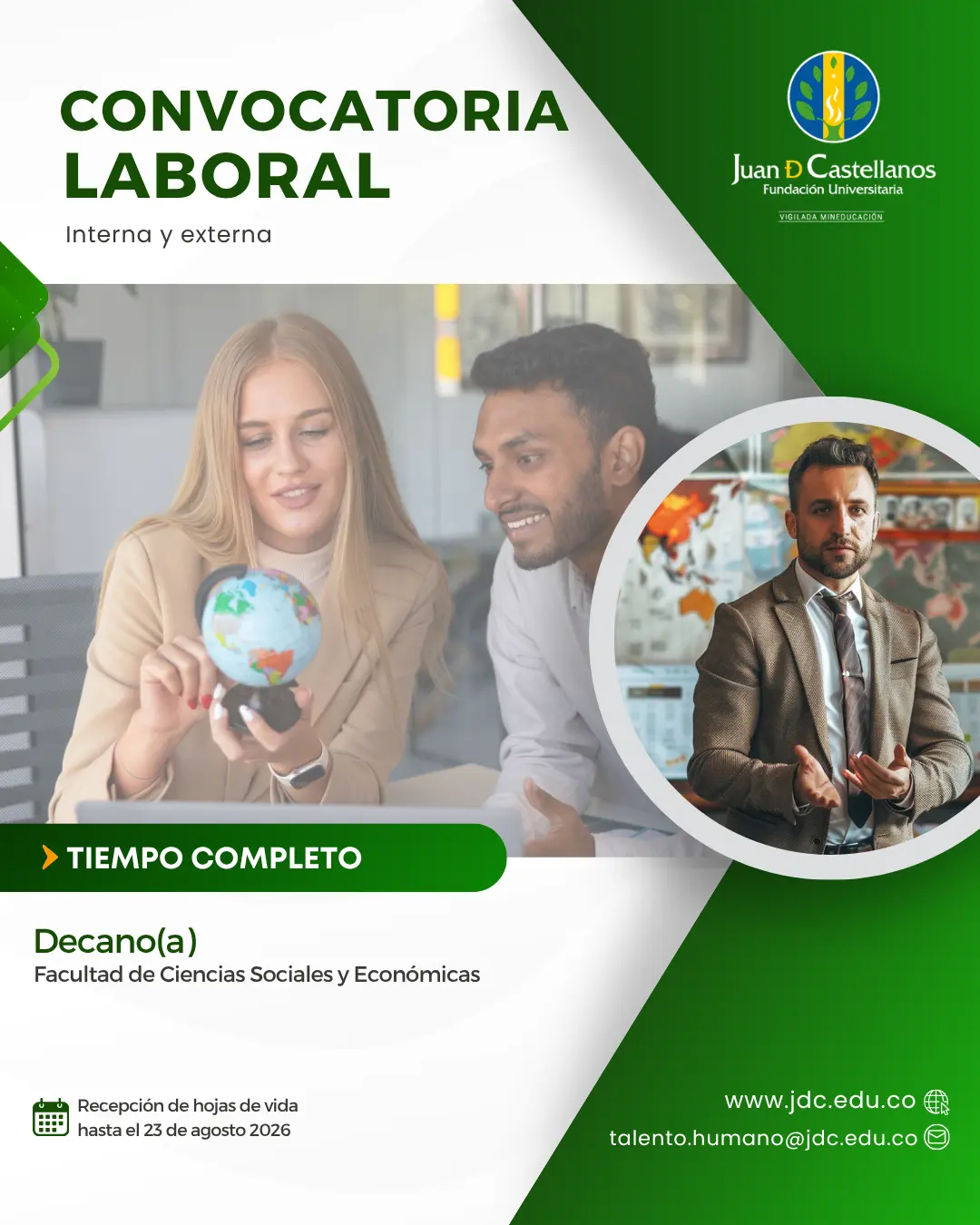 Decano(a) (Tiempo completo) – Facultad de Ciencias Sociales y Económicas (Convocatoria interna y externa)