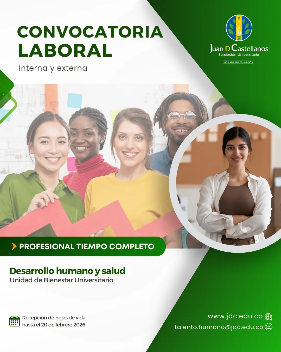 Profesional de desarrollo humano y salud (Tiempo completo) – Unidad de Bienestar universitario (Convocatoria interna y externa)