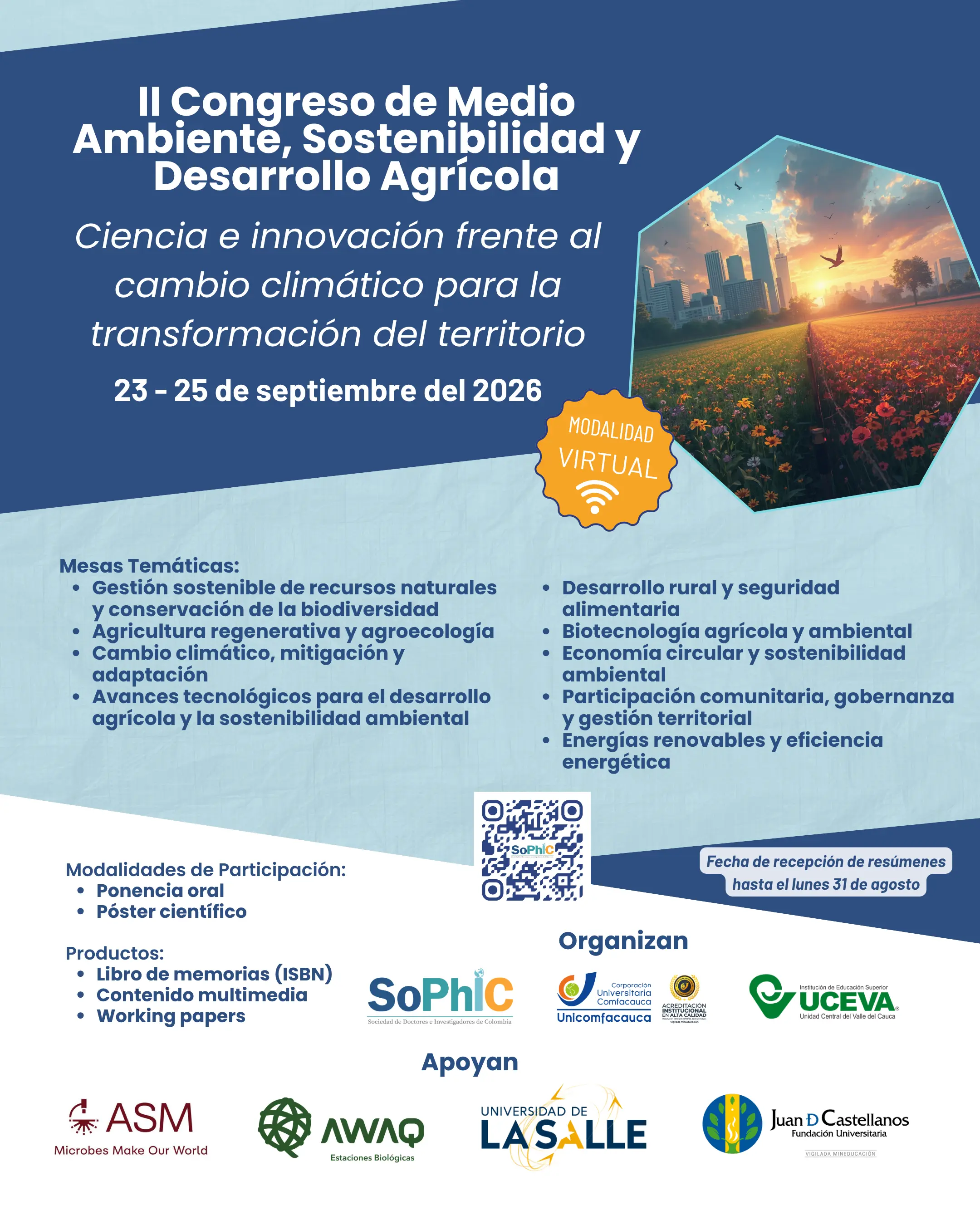 La Juan invita a su comunidad académica a participar en el II Congreso de Medio Ambiente, Sostenibilidad y Desarrollo Agrícola